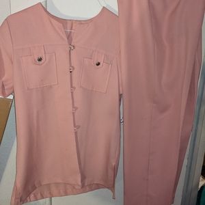 Women's vintage pink pants suit